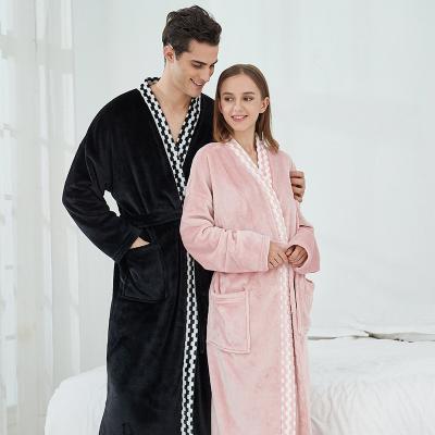 China Autumn Winter Home Wear Solid new color casual women's breathable bathrobe thickened men's nightgown women's pajamas for sale