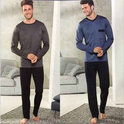 China Cotton Leisure Solid Color Comfortable Fashion Men's Two Piece Pajamas QUICK DRY for sale