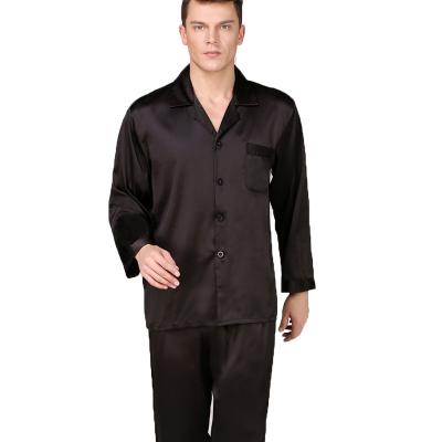 China QUICK DRY Spring and Autumn Men's Long Sleeve Pajamas Suit Men's Pure Black Home Wear for sale