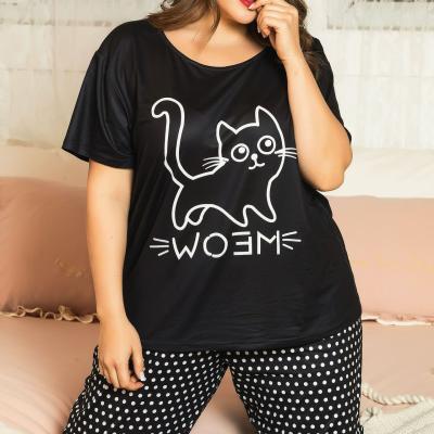 China Breathable Women Casual Polyester Cotton Knitted Plus Size Women Sleepwear for sale