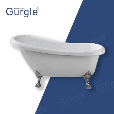 China Hot Selling Clawfoot Design Bathtub Eco-Friendly Classic Acrylic Bathtub Freestanding Bathtub Vintage Soaking Tub for Adults for sale