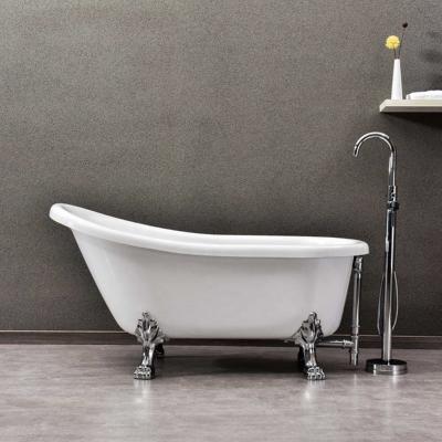 China Factory Bath Acrylic Freestanding Tubs Eco-friendly Material High Quality Antique Classic Clawfoot Small Bathtub With Silver Claw FootTub Feet for sale