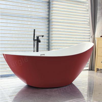 China Bad Red Color Eco-friendly Material Hot Selling Acrylic Freestanding Bathtub for sale