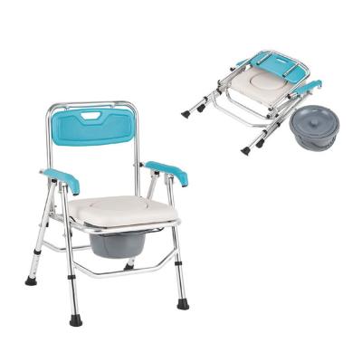 China Durable Medical Equipment Foldable Aluminum Commode Chair With Bedpan Te koop