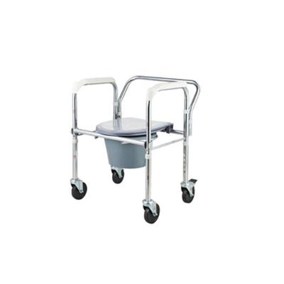 Κίνα Medical Commode Chair Foldable Steel Commode Wheel Chair With Bedpan προς πώληση