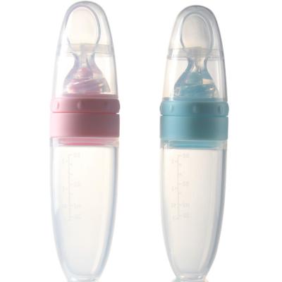 China Hot Selling Good Quality Silicone Baby Bottle Spoon Food Feeder BPA Free For 0-12 Months Baby for sale