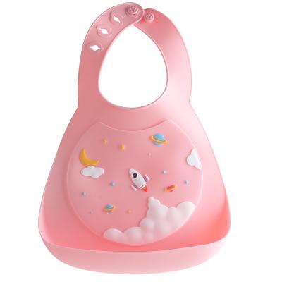 China Best Eco-Friendly Cute Printed Silicone Baby Bibs Adjustable Waterproof Bibs Antibacterial Hot Selling for sale