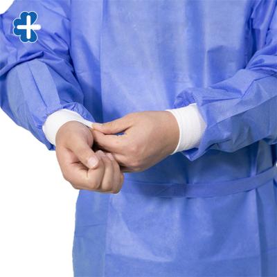 China Disposable Industry SMS Surgical Gown Coating Hospital/Painting Hospital/Lab&Hospital Knit Cuff Isolation Gown for sale