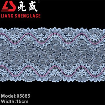 China Sustainable New Design Fancy 15 Cm Stretch Lace In Double Color for sale