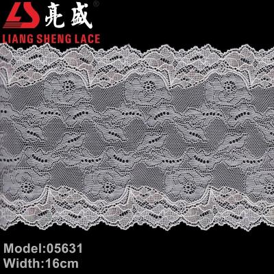 China 05631 Lightweight Elastics And Snap French Elastic Trim 16cm Breathable White Lace for sale