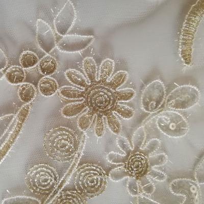 China Latest Gold Tulle Sequins Sustainable Decoration Textile Bridal Lace Fabric for sale