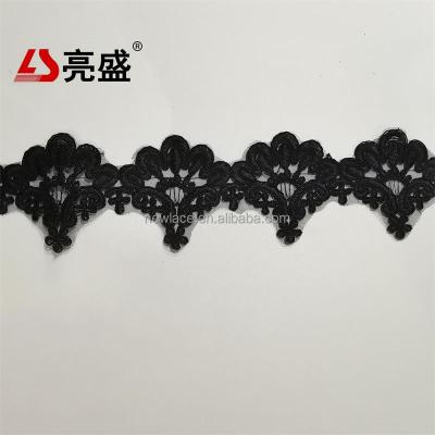 China Eco-friendly 100% Embroidered Organza Trim Lace Polyester Sustainable Excellent Quality With Bone Line for sale