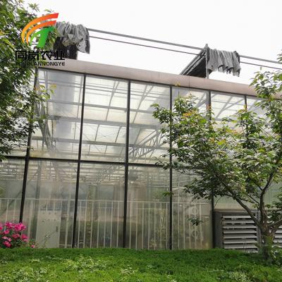 China Stable Structure Easily Assembled Glass Greenhouse And Solar Power Invernadero With Nft Hydroponic Growing System For Sale for sale