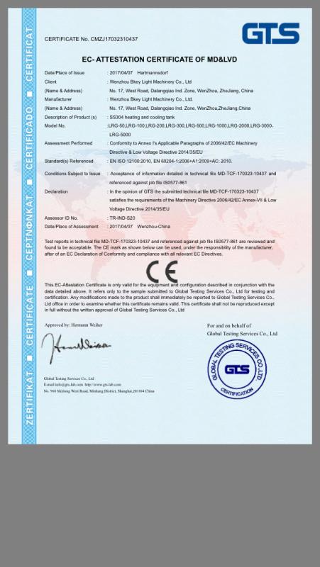 CE - Wenzhou Bkey Light Machinery Co., Ltd.