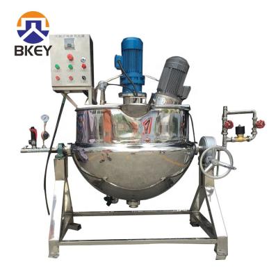 China Industrial Dairy Factory 100L Stainless Steel Jacketed Cooking Pot With Blender Gas Steam Jacketed Pot for sale