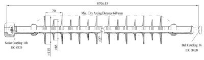 China Composite Long Rod Suspension Insulator    FXBW-66/90 (H=870)   Socket&Ball    Gray Sheds  From a ISO company for sale