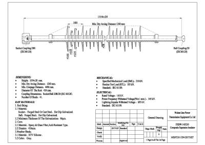 China 145KV Composite Long Rod Suspension Insulator with Socket&Ball    Gray Sheds   High Frequency Enquiries for sale