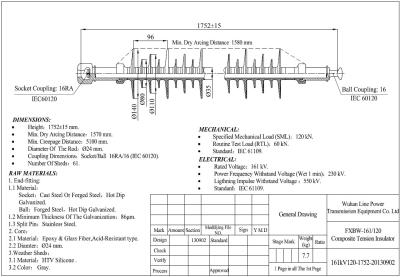 China 161KV Composite Long Rod Suspension Insulator with Socket&Ball     From a professioal manufacturer for sale