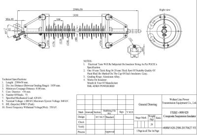 中国 Yの800KV/420kN DC合成の長い円柱形碍子- Uリンクおよび目の高圧 販売のため