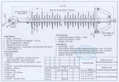 China 132KV,160kN Long Rod Insulator With Polymer Grey Sheds, Use In Transmission Line for sale