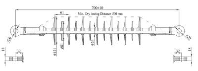 China 36KV 110kN Composite High Tension Insulator Long Rod With Tongues for sale