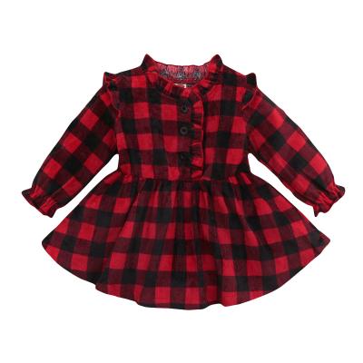 China Anti-wrinkle girls' skirt autumn and winter plaid dress long-sleeved infants and toddlers simple princess dress for sale