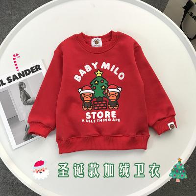 China 2021 Winter New Cartoon Boy's Breathable Children's Clothing Hoodie Plus Velvet Shirt 100% Cotton Girl Cute T-shirt for sale