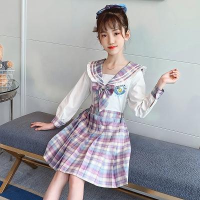 China Breathable girls' uniforms autumn clothes children's pleated Korean style college students autumn plaid skirts skirts for sale