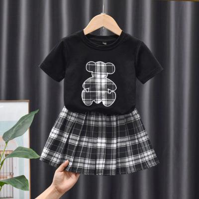 China New Breathable Summer Style Kid Girls Fashion T-shirt +Shorts Skirt Infant Babies Suit Outfits Clothing Set for sale