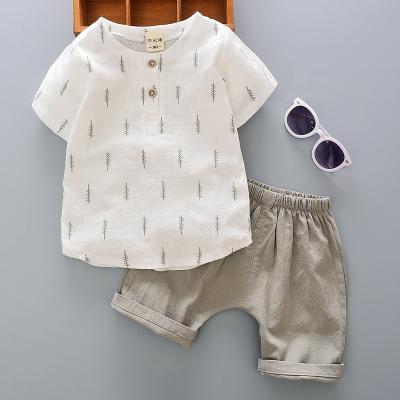 China New Version Casual Korean Cotton Boy's Short Sleeve Shirt Suit Summer Two Sets Kids Clothes Wholesale Baby Clothes Little for sale