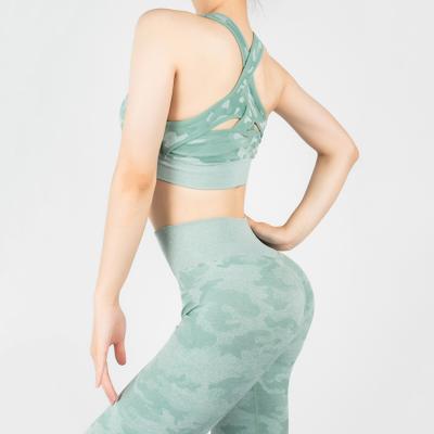 China OEM Service Breathable Yoga Women Camouflage Seamless Fitness Wear Camouflage Tops Women Workout Women Yoga Sets for sale