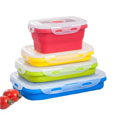 China Collapsible Silicone Food Storage Containers With Lids Collapsible Meal Lunch Containers Collapsible Bento Boxes for sale