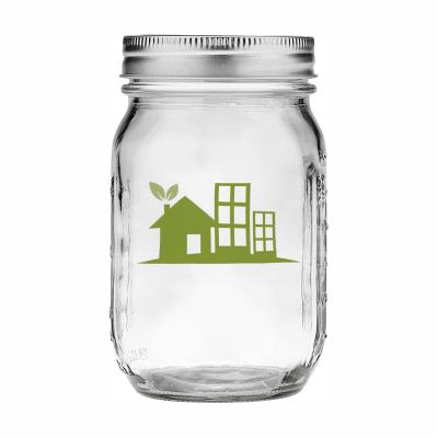 China Custom Logo 16oz 32oz Factory Mouth Stocked High Quality Wide Mason Jars With Lids And Straws Mason Jars With Screw Cap Lid for sale