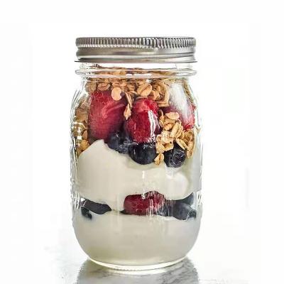 China Stocked Custom Kitchen Mason Jar 250ml 500ml Wide Mouth Logo Glass Spice Jar 16oz With Lids And Straws for sale