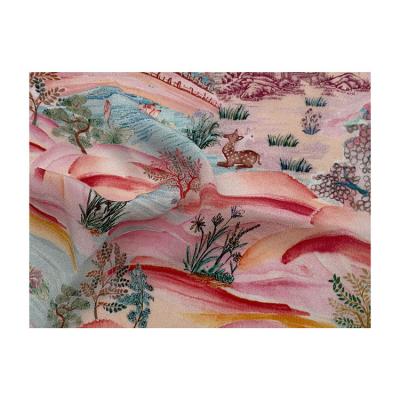 China 140cm Mulberry Silk Crepe De Chine 12mm 100% Organic Silk Printed Fabric Custom For Elegant Women for sale