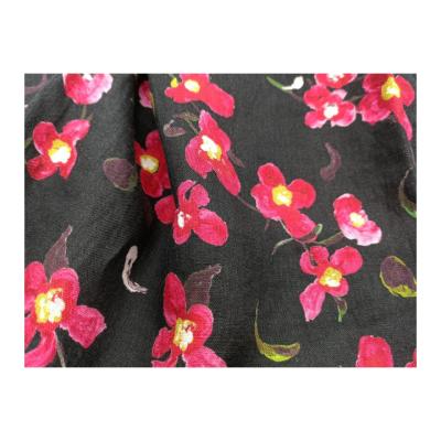 China Widely used floral 100% linen printed fabric special design printed for sale