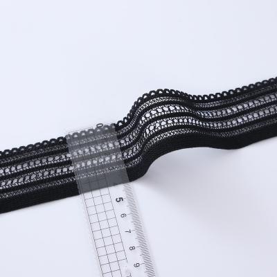 China Factory price custom elastic jacquard cotton nylon lace embroidered elastic band woven band webbing for sale