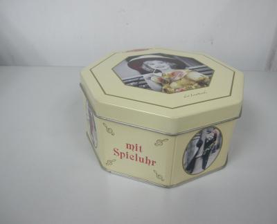 China Recyclable Octagonal Tin Metal Can Can Metal Tin Tin Box Cookie Tin Box for sale