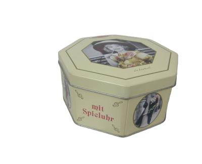 China Recyclable Octagonal Tin Metal Can Can Metal Tin Tin Box Cookie Tin Box for sale