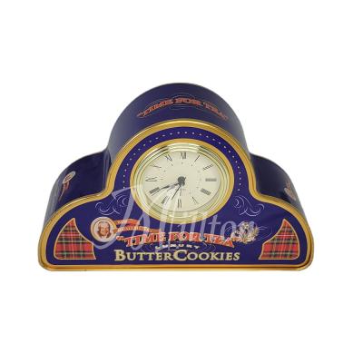 China Food Table Clock Irregular Tin Box Chocolate Tin Box for sale