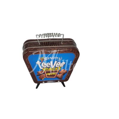 China Food TV Shaped Tin With PVC Leg Metal Tin Irregular Shape Tin for sale