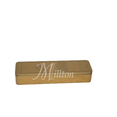 China Rectangular Food Gold Bar Tin Box Long Thin Tin Metal Gift Box for sale