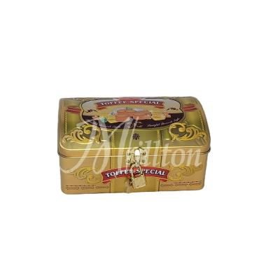 China Gift & Craft Treasure Tin With Padlock Curved Jewelry Trinket Tin Box Metal Tin Can for sale