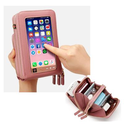 China Shockproof Mini Waterproof Women PU Wallet Purse Touch Screen Leather Shoulder Cross - Body Cell Phone Bags & Cases for sale