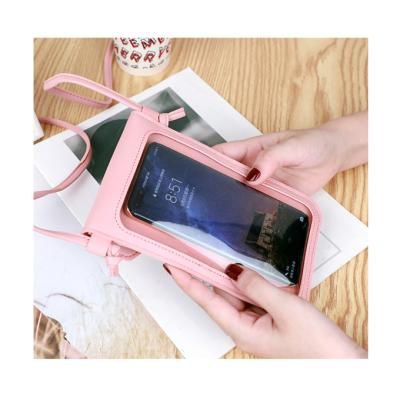 China Waterproof PU Leather Wallet Mini Women Crossbody Shoulder Touch Screen Mobile Phone Bags and Cases for sale