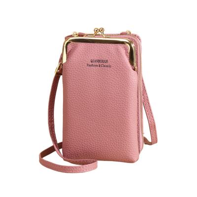 China Small PU Ladies Wallet Shockproof Waterproof Purse Phone Leather Bags and Cell Phone Messenger Shoulder Case for sale