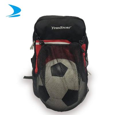 China With Shoe Compartment Yongfan PU 600D Double Bottom School Team Sports Gym Football Unisex High Quality Black Red Bag With Mesh Pocket Shoe Compartment for sale