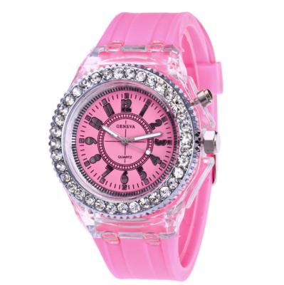 China Day/date Crystal Dial new %100 day/date silicone strap led luminous watches Geneva sport watch for sale