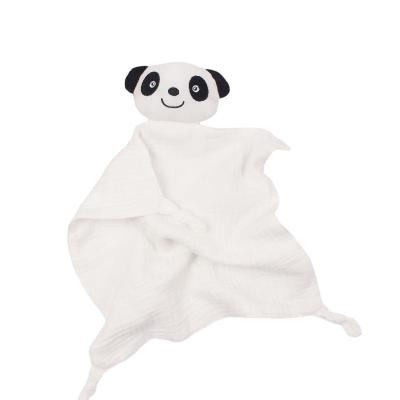 China New Soft Toy Design Cotton Gauze Muslin Panda Comforter Doll Bibs Soothing Sleep Towel Infant Bibs for sale