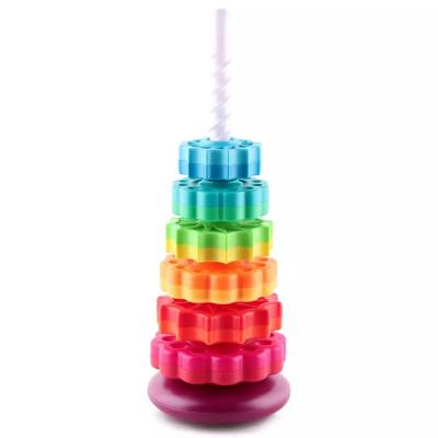 China 9*15*41cm Rainbow Educational Stacking Tower Creative Toy For Children for sale